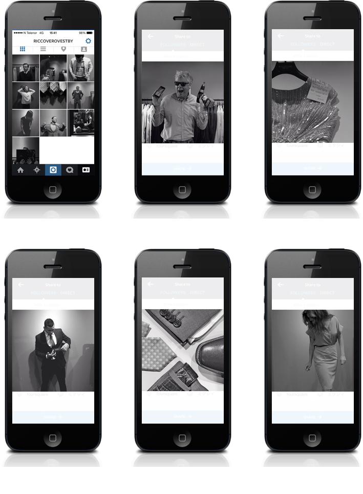 Iphone mockup example, instagram pictures feed on iPhone, man in suit, accessories in iPhone mockup, clothes,